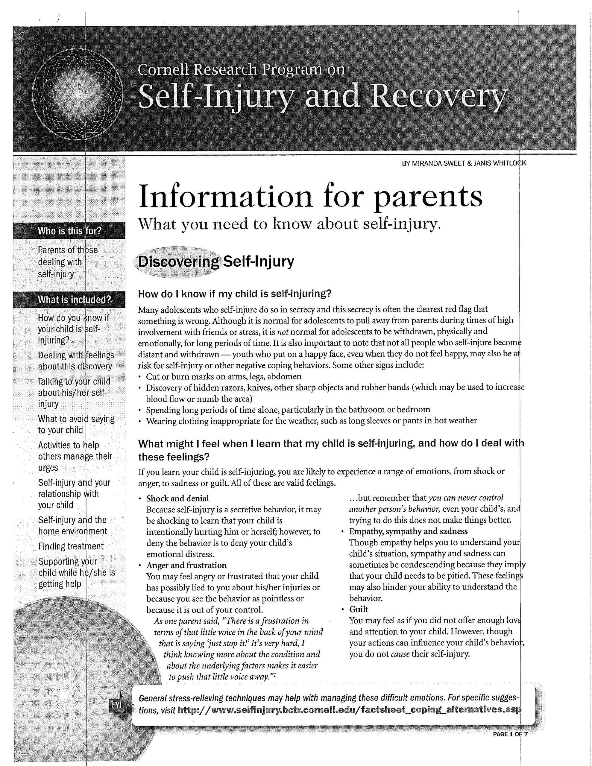 Self-Injury and Recovery Program